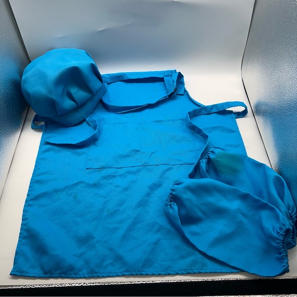 Childrens Apron With Hats & Protective Sleeves Blue - Picture 4 of 12